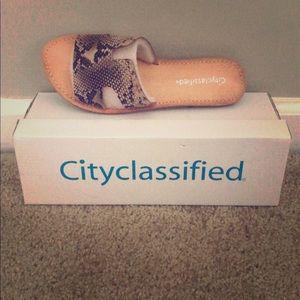 Cityclassified Shoes - City Classified Snakeskin Slides Cityclassified Shoes - City Classified Snakeskin Slides